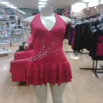 red stretch knit salsa dress