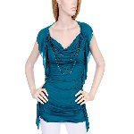 V neck rayon georgette blue