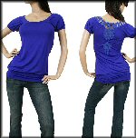 V neck rayon georgette blue